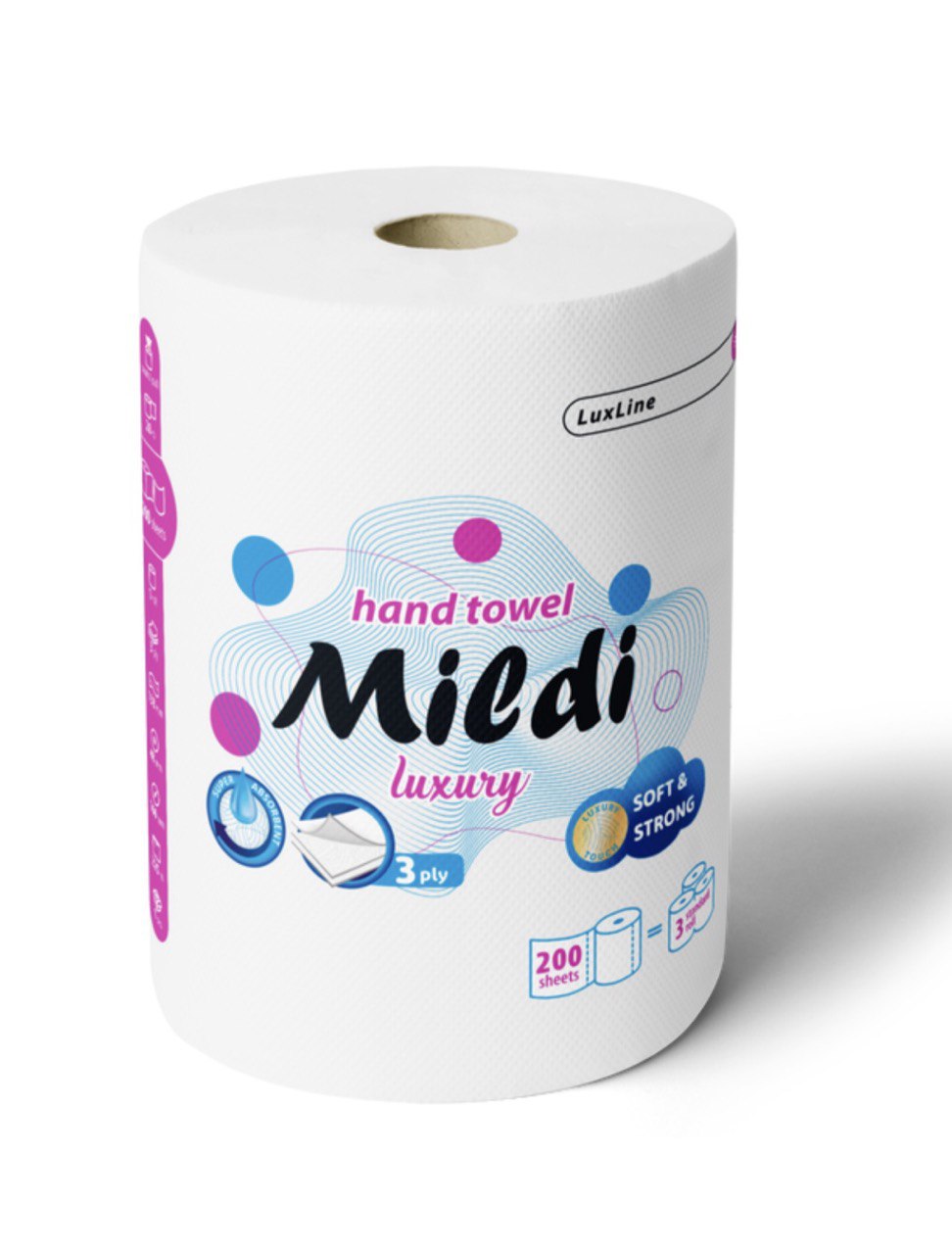 Паперовий рушник Mildi Luxury целюлозний 3 шари 200 відривів 28 м